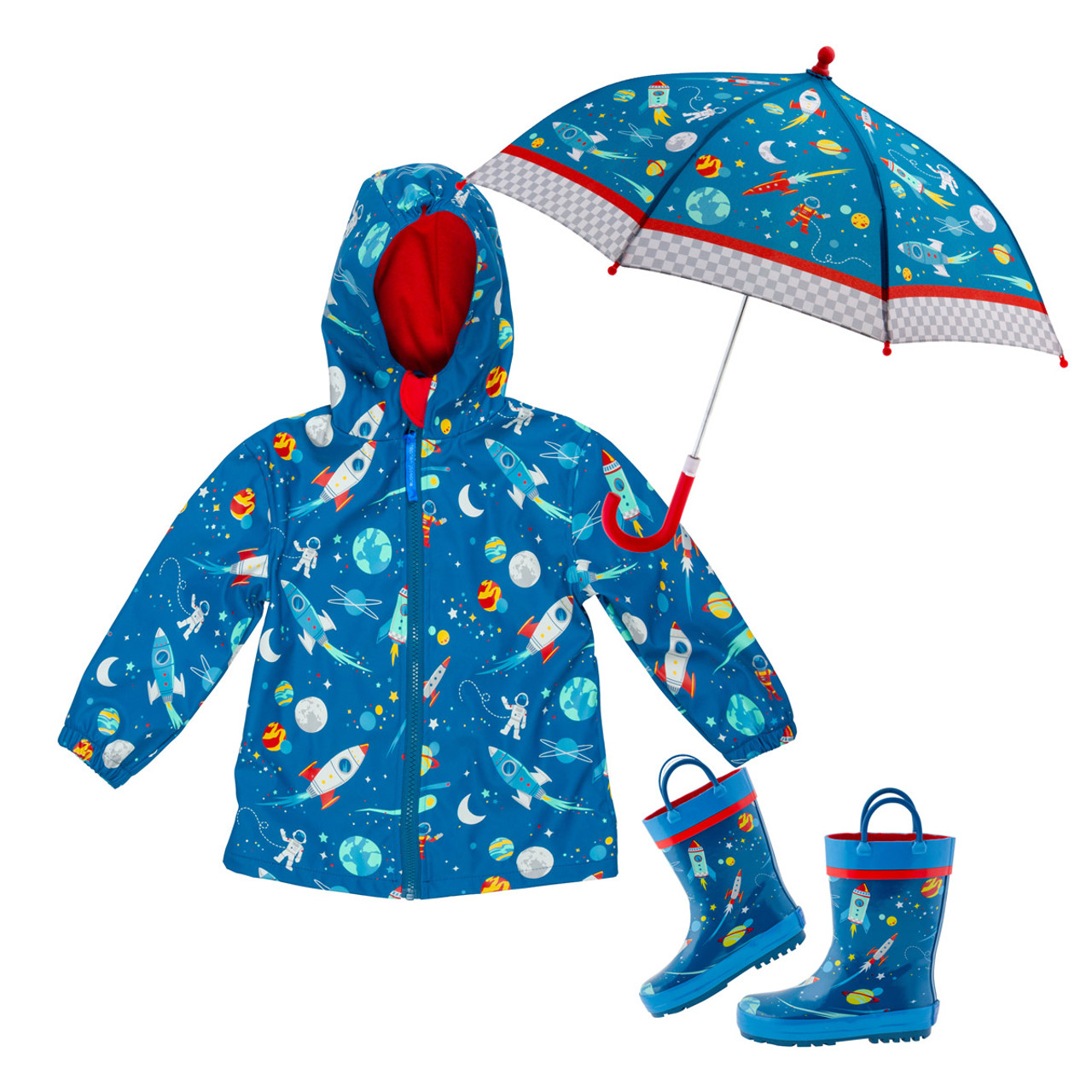 Stephen Joseph Space Print Rain Jacket Set for Kids 3T 9