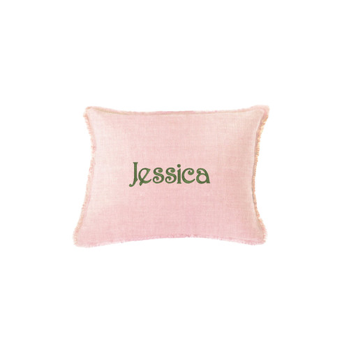 Linen Décor Pillow in soft pink super soft monogrammed