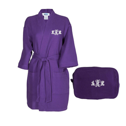  Waffle Weave Robe Monogrammed Set 