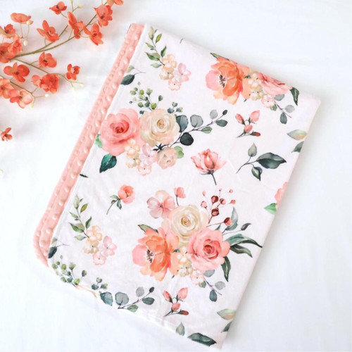  Peach Floral throw blanket for Babies 