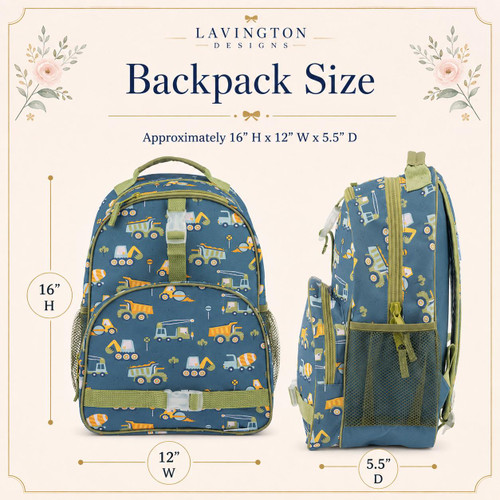 Stephen Joseph Construction Design Boys Backpack Personalized 