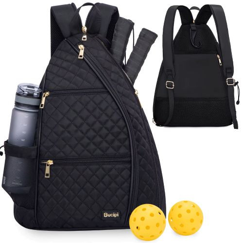 image of black quilted pickleball bag