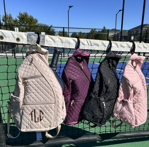 Monogrammed quilted pickleball bag and all colors available