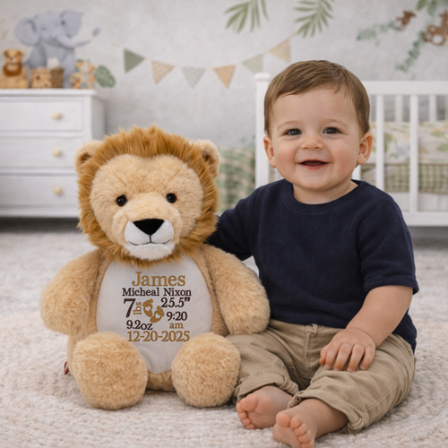 Cubbie Birth Announcement Stuffed Animal- Lion