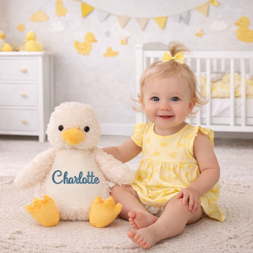 personalized duck stuffed animal with name embroidered soft plush baby gift keepsake