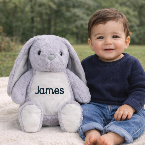 Cubbie Personalized Grey Bunny Stuffed Animal with Name Embroidered 
