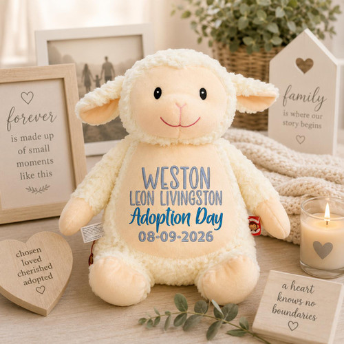 Cubbie Personalized Adoption Day Stuffed Animal With Name and Date 
