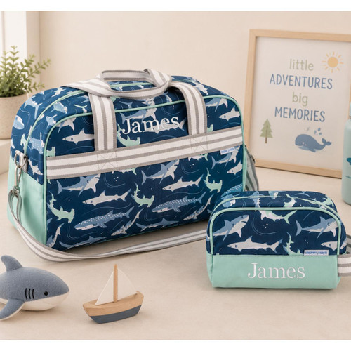 Stephen Joseph Personalized Shark Travel Bag Set for Kids 