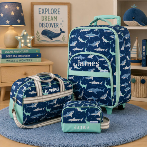 Stephen Joseph Personalized Shark 3-Piece Luggage Set for Kids 
