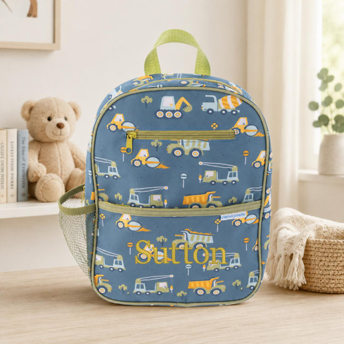 Stephen Joseph Personalized Construction Preschool Backpack for Boys 