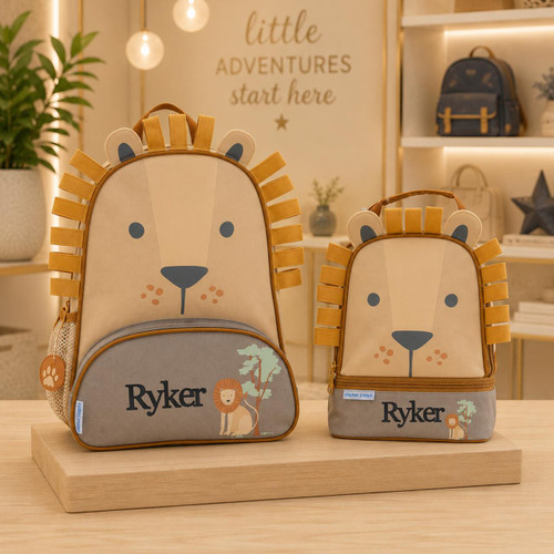 Stephen Joseph Personalized Lion Backpack & Lunch Box Set for Kids 