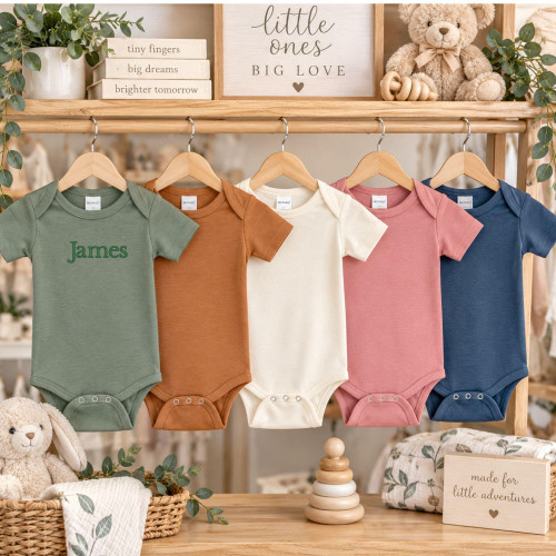  Personalized Baby Bodysuit with Embroidered Name 