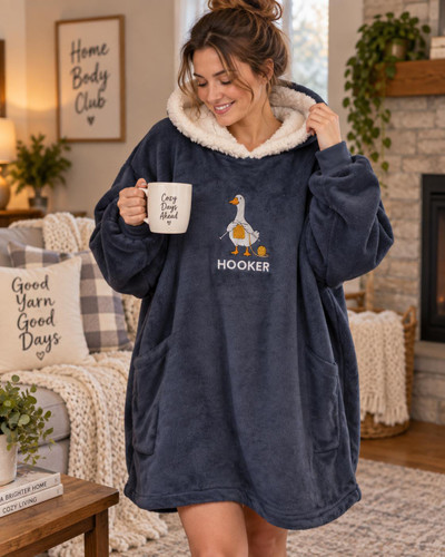  Personalized Hoodie Blanket for Knitters – Embroidered Goose Wearable Blanket 