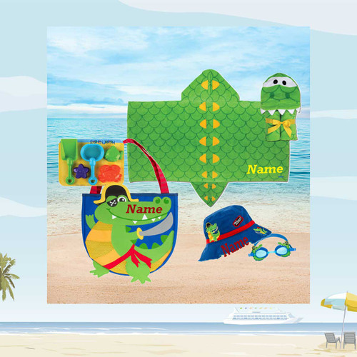 Beach set with hooded beach towel and Bucket hat and googles