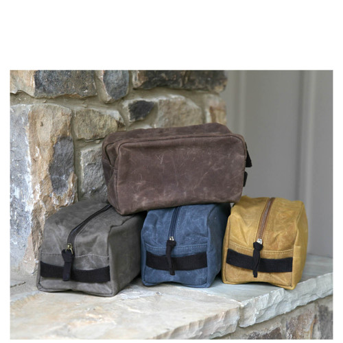 Waxed Canvas Travel Kits lined with plastic