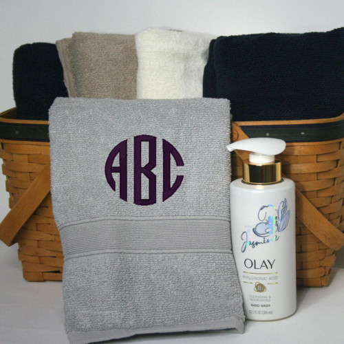 CB Gray Monogrammed Hand Towels (2) 