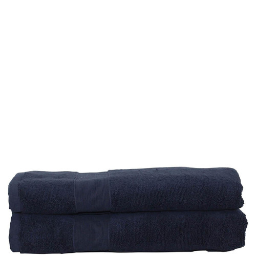 Personalized navy bath towel set with custom embroidery