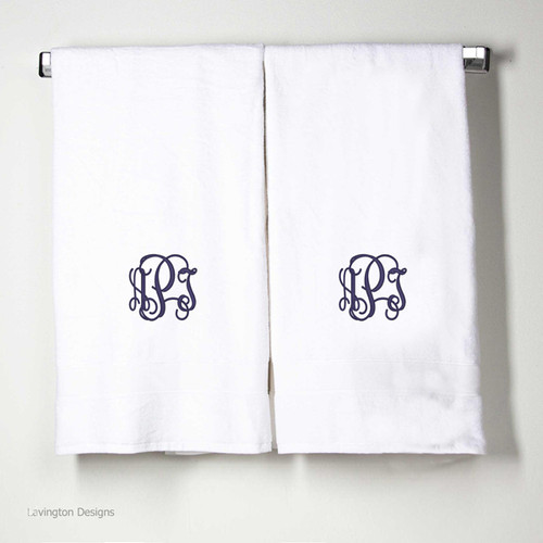 Monogrammed White Bath Towels