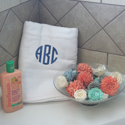 Monogrammed White Bath Towels