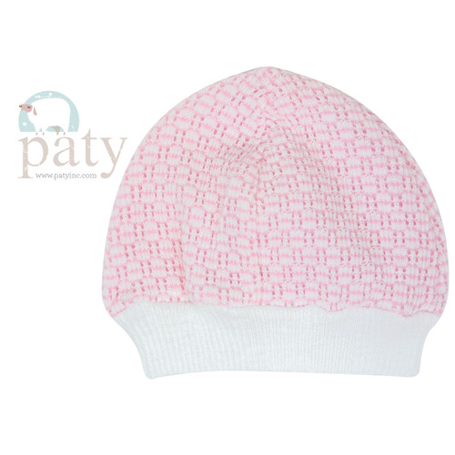 pink paty knit beanie for newborn Pink