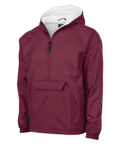 Maroon Monogrammed Pullover Rain Jacket