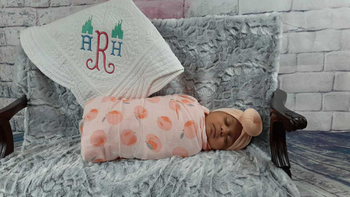 Monogrammed Baby Quilt with Castle Design