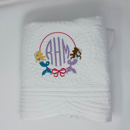 Everything Else Embroidered Baby Blanket-Mermaid Theme 