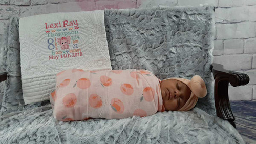 personalized birth announcement  blanket with an elephant design