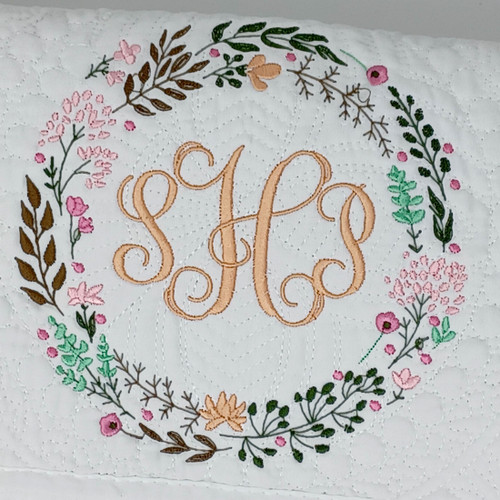 Monogrammed Baby Quilt floral pattern