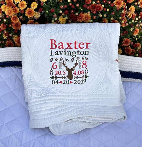 Everything Else Birth Announcement Quilt-Deer 