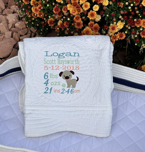 Everything Else Birth Announcement Quilt-Puppy 