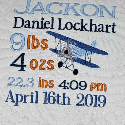 Personalized Baby quilt  Airplane