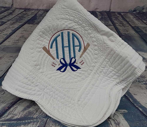 Everything Else Monogrammed Quilt-BASEBALL 