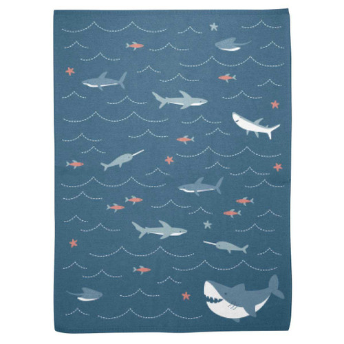 Stephen Joseph Knit Baby Blanket-Shark 