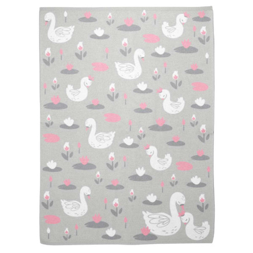 Stephen Joseph Knit Baby Blanket-Swan 