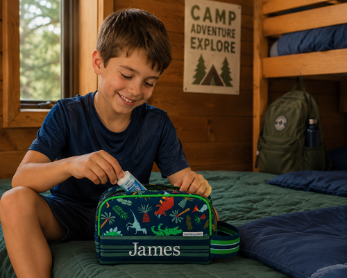 Lifestyle image of a toiletry bag
