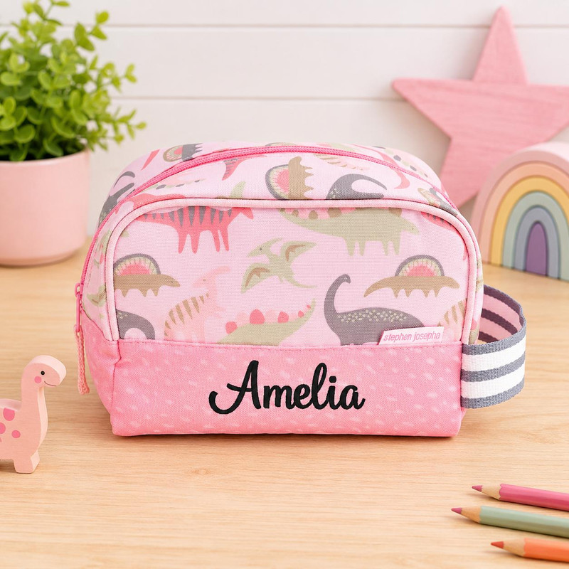 Stephen Joseph Pink Dino Toiletry Bag 