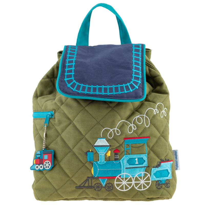 Train Design Quilted Backpack front view