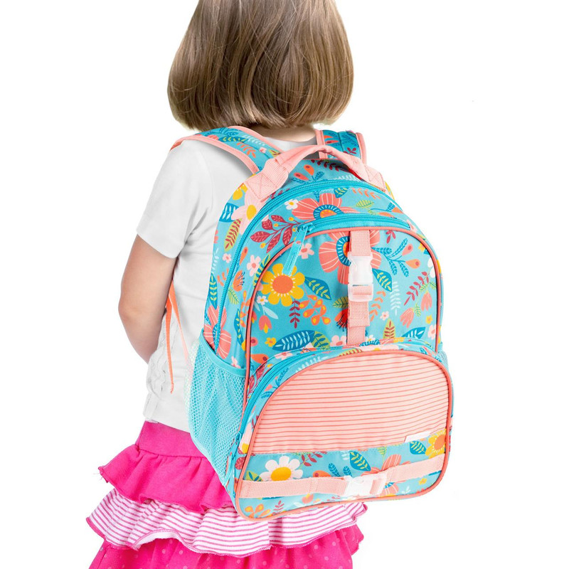Stephen Joseph Personalized Kids Backpack Floral Turquoise 
