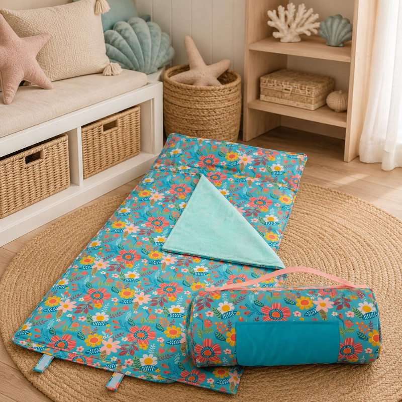 Stephen Joseph Nap Mat Turquoise Floral 