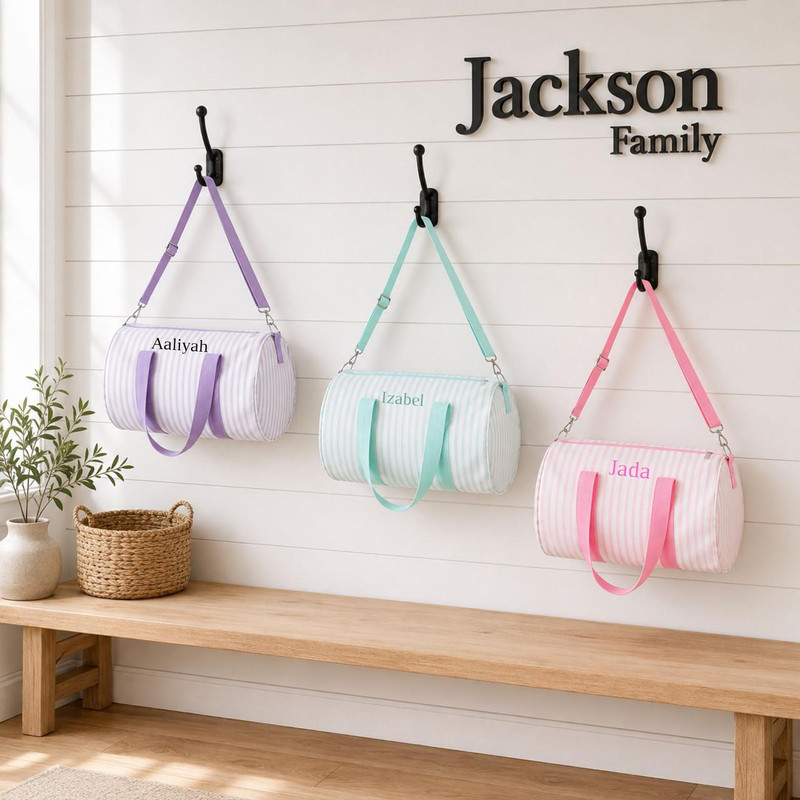 Lavington Designs Personalized Duffle Bags for Kids (Stripes) 