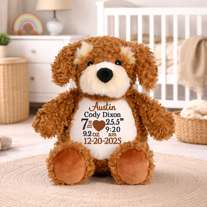 Cubbie Personalized Cockapoo Birth Announcement Stuffed Animal 