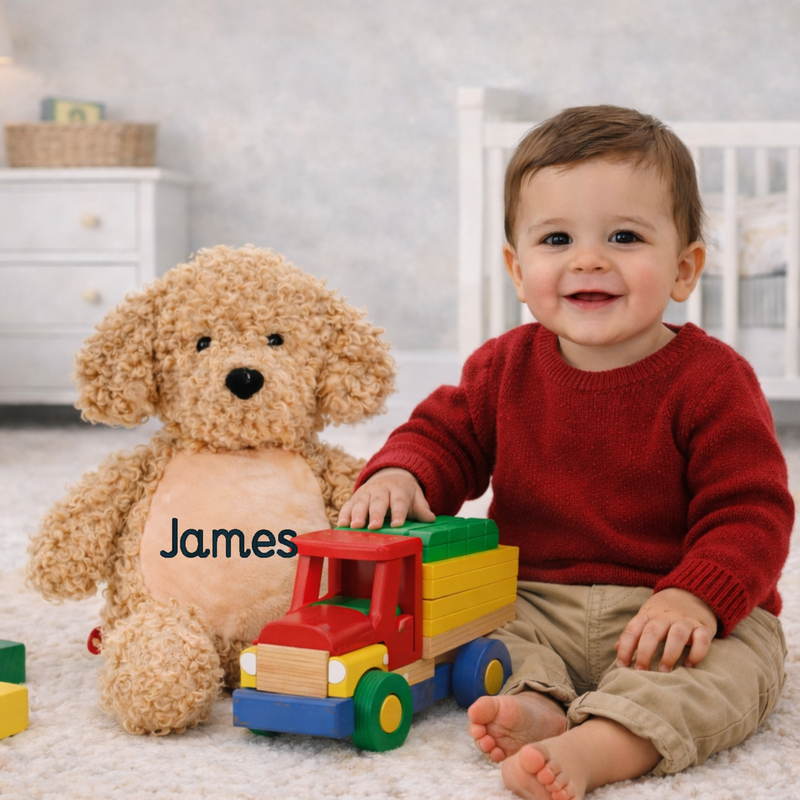 personalized Labradoodle stuffed animal with name embroidered soft plush dog gift for baby or child