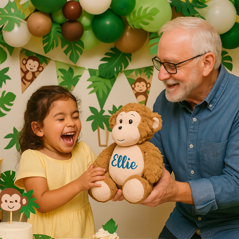 personalized monkey stuffed animal with name embroidered soft plush baby gift keepsake