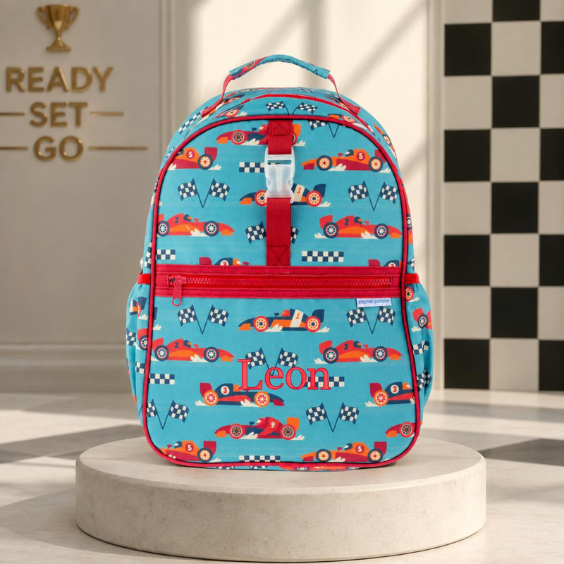 Stephen Joseph Personalized Kids Backpack – Race Car School Backpack 