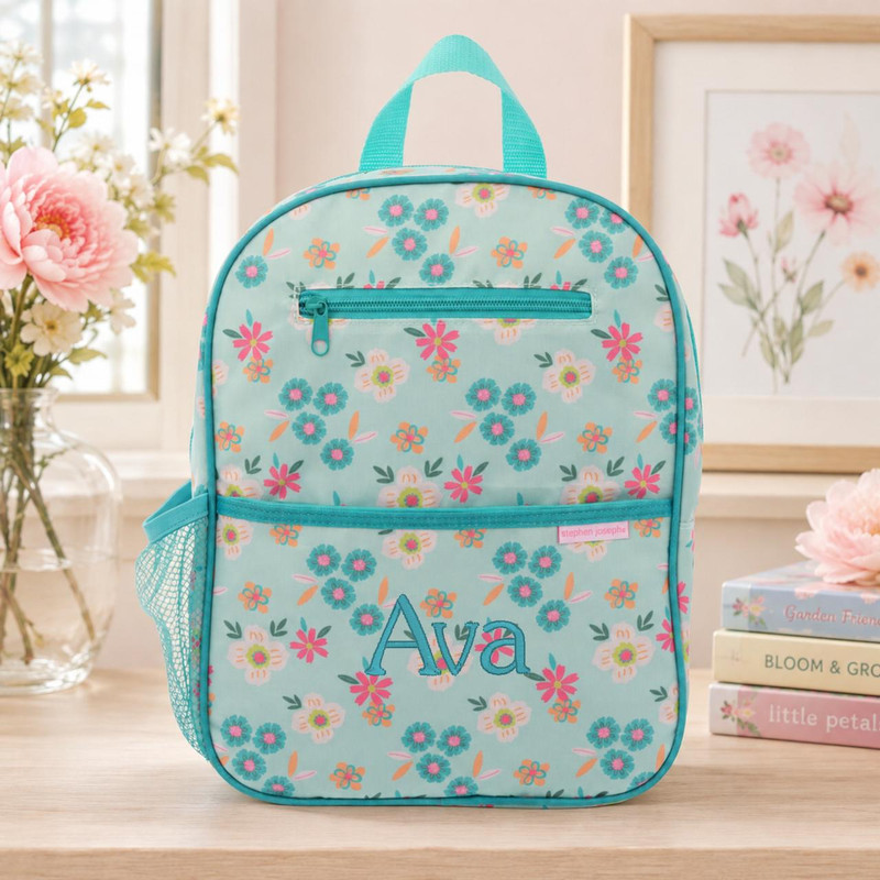 Stephen Joseph Personalized Floral Preschool Backpack for Girls 
