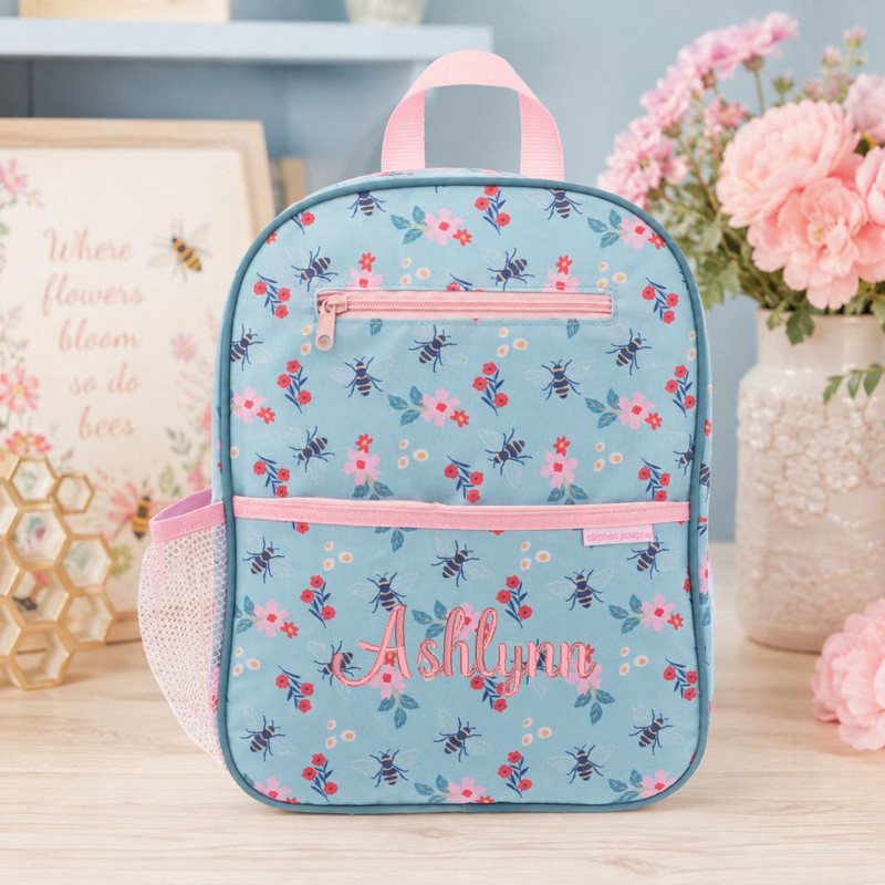 Stephen Joseph Personalized Bee Preschool Backpack for Girls 