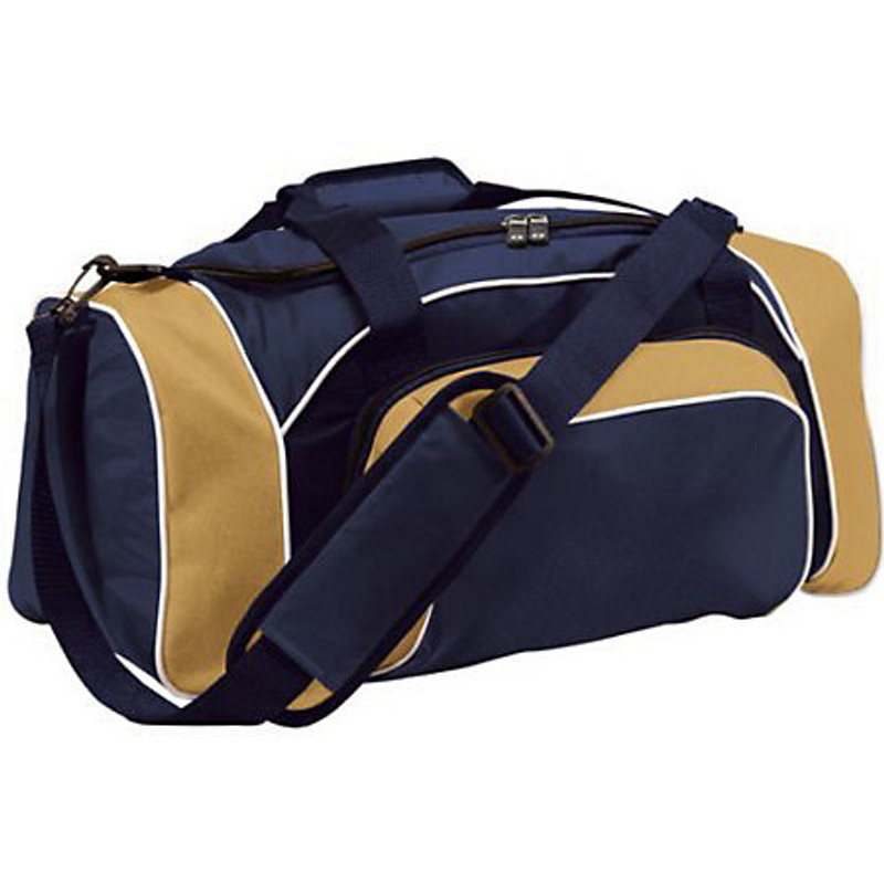 Navy and Vegas Gold Large Embroidered duffle Bag, League Duffel Bag