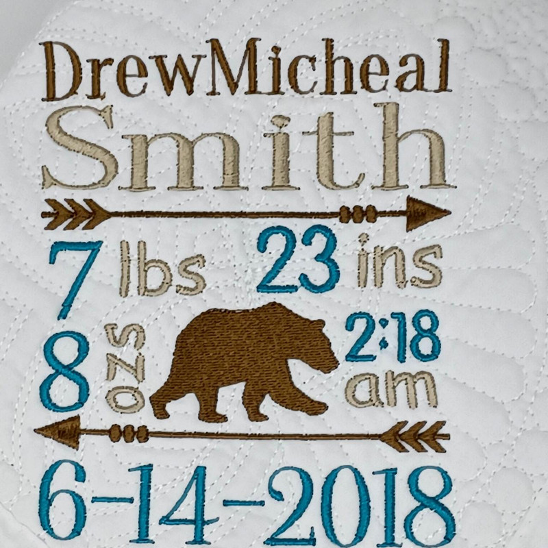 Everything Else Birth Announcement Quilt-Bear 