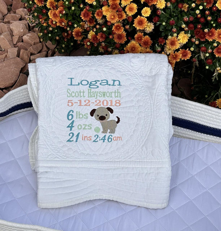 Everything Else Birth Announcement Quilt-Puppy 